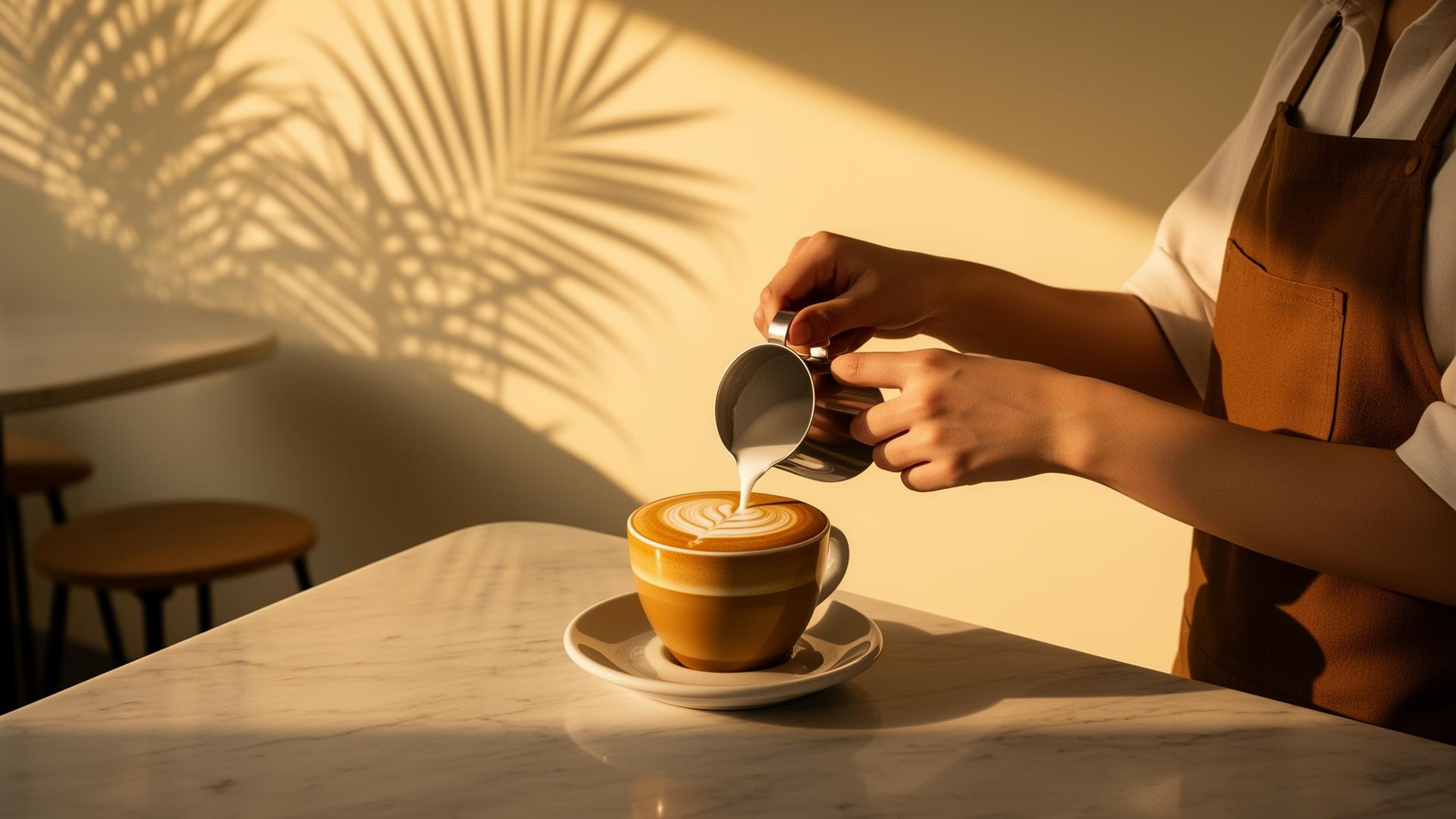 A perfectly poured flat white in a Pattaya café